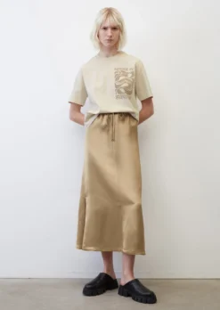 Marc O'Polo Flared Maxi Skirt With Slits Made Of An Elegant Viscose/linen Blend