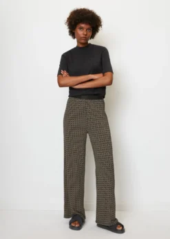 Marc O'Polo Wide Jersey Trousers With An All-over Print Made Of Stretchy Viscose Fabric