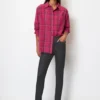 Marc O'Polo Plaid Boyfriend Blouse Relaxed Cotton Voile