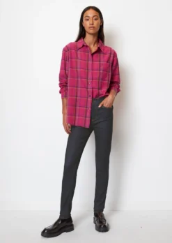 Marc O'Polo Plaid Boyfriend Blouse Relaxed Cotton Voile