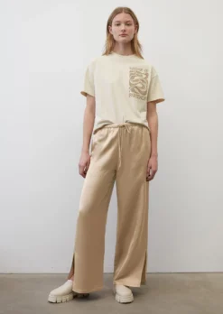 Marc O'Polo Wide Tracksuit Bottoms With Side Slits Made Of An Elegant Viscose/linen Blend