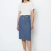 Marc O'Polo Denim Midi Skirt With Waist Belt In An Organic Cotton/lyocell Blend