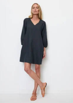 Marc O'Polo Short V-neck Linen Dress In An A-line Design