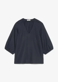 Marc O'Polo V-neck Blouse With Gathered Details In A Mix Of Materials -Schlichte Eleganz e306f57ea4f5d64ab13022924f6a329e scaled