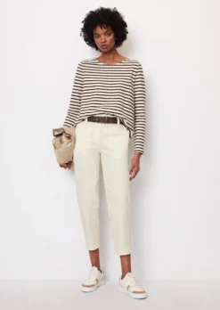 Marc O'Polo Striped Finely Textured Long Sleeve Top In A Regular Fit Made Of Organic Cotton Jersey