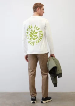 Marc O'Polo Organic Cotton Long Sleeve Top In A Regular Fit With A Back Print