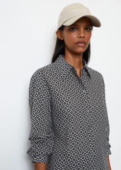 Marc O'Polo Long-sleeved Blouse With All-over Print Regular In Voile Fabric With A Silky Touch