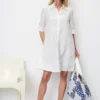 Marc O'Polo Short Linen Shirt Dress With High Slits At The Hem