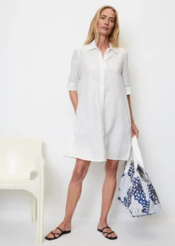 Marc O'Polo Short Linen Shirt Dress With High Slits At The Hem