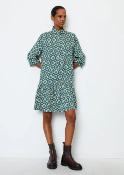 Marc O'Polo Short Print Shirt Blouse Dress Made From Viscose Twill