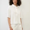 Marc O'Polo Loose Blouse In The Style Of A Polo Shirt Made From Lightweight Blended Viscose