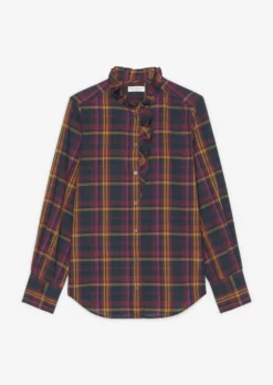Marc O'Polo Checked Ruffle Blouse Regular Made Of Cotton Voile -Schlichte Eleganz fb5de14476504f2207ac84d98ea81fcd scaled