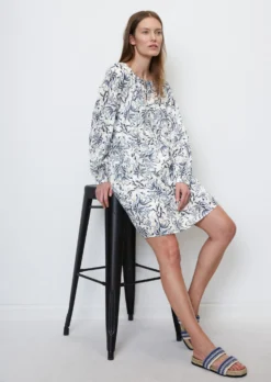 Marc O'Polo Printed Floral Mini Dress Made Of Crisp Cotton Voile