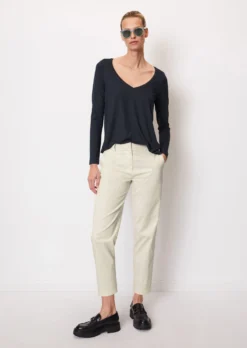 Marc O'Polo V-neck Long Sleeve Top In A Loose Fit From LENZING™ ECOVERO™