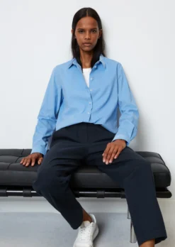 Marc O'Polo Blouse, Kent Collar, Long Sleeved, Made Of Velvety Corduroy Fabric